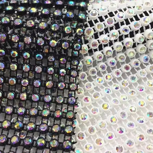 Crystal Mesh Fabric - 24 Rows Crystal Diamond Mesh Trimming