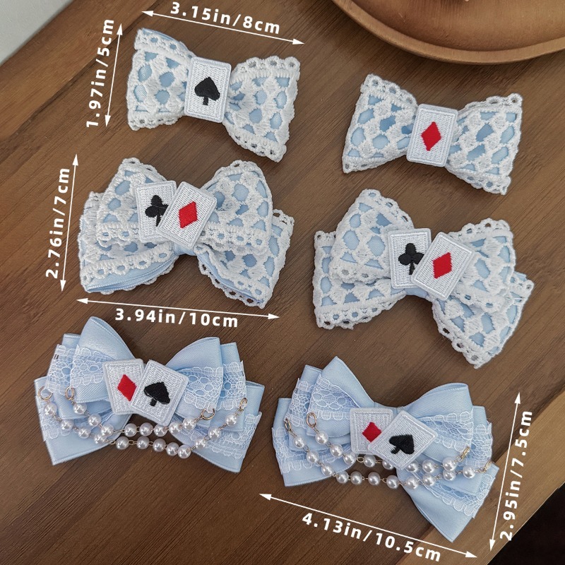 Cute Blue Lace Satin Bow Hair  - Tassel Fringe Trim review and price