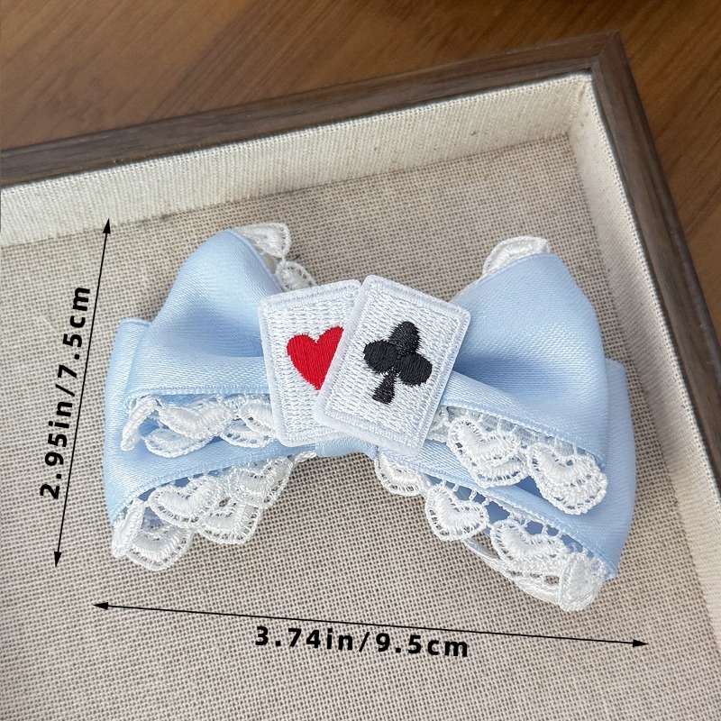 Cute Blue Lace Satin Bow Hair  - Tassel Fringe Trim review and price