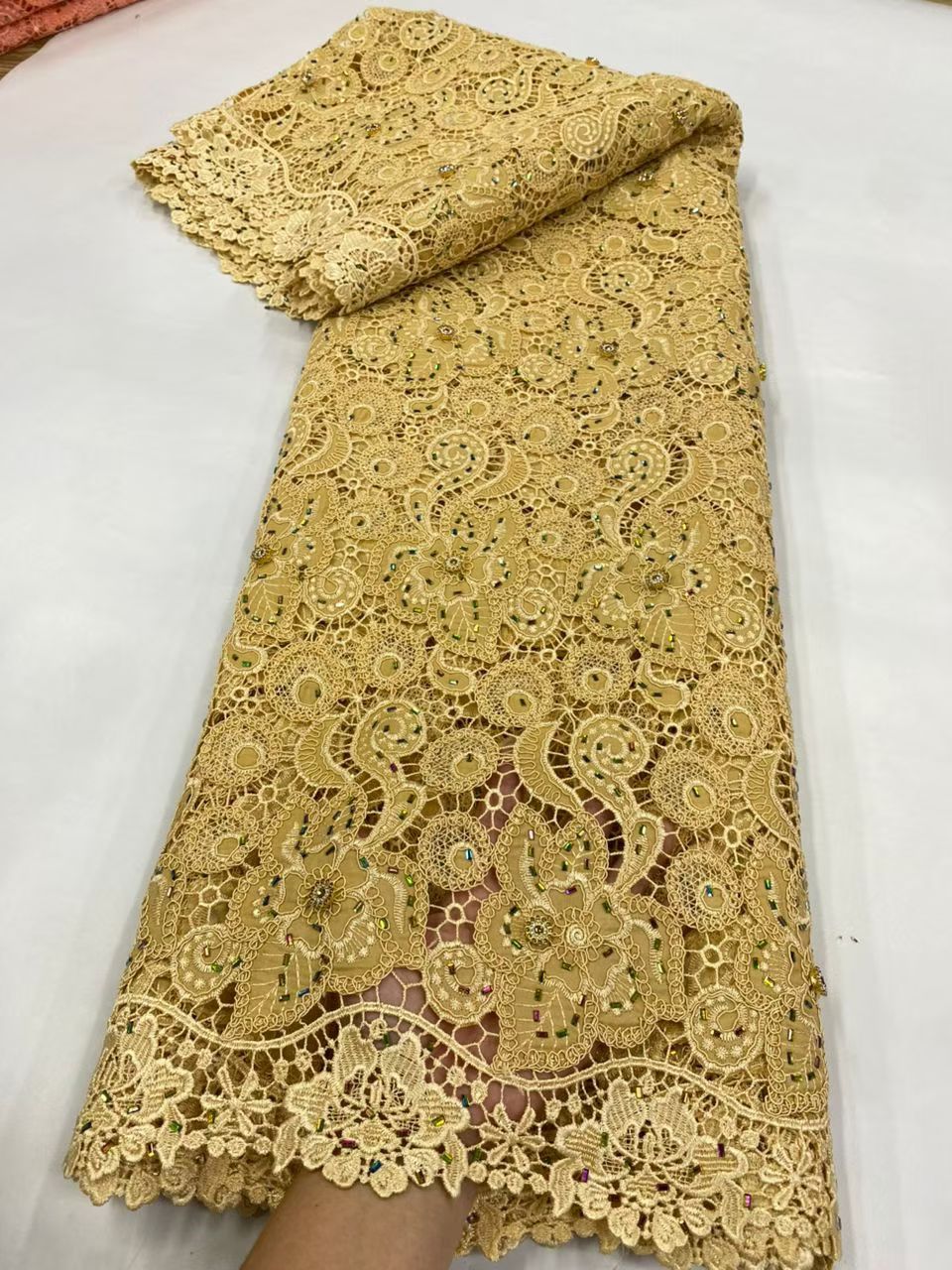 Latest Cord Guipure Lace Fabri - Crystal Mesh Fabric review and price