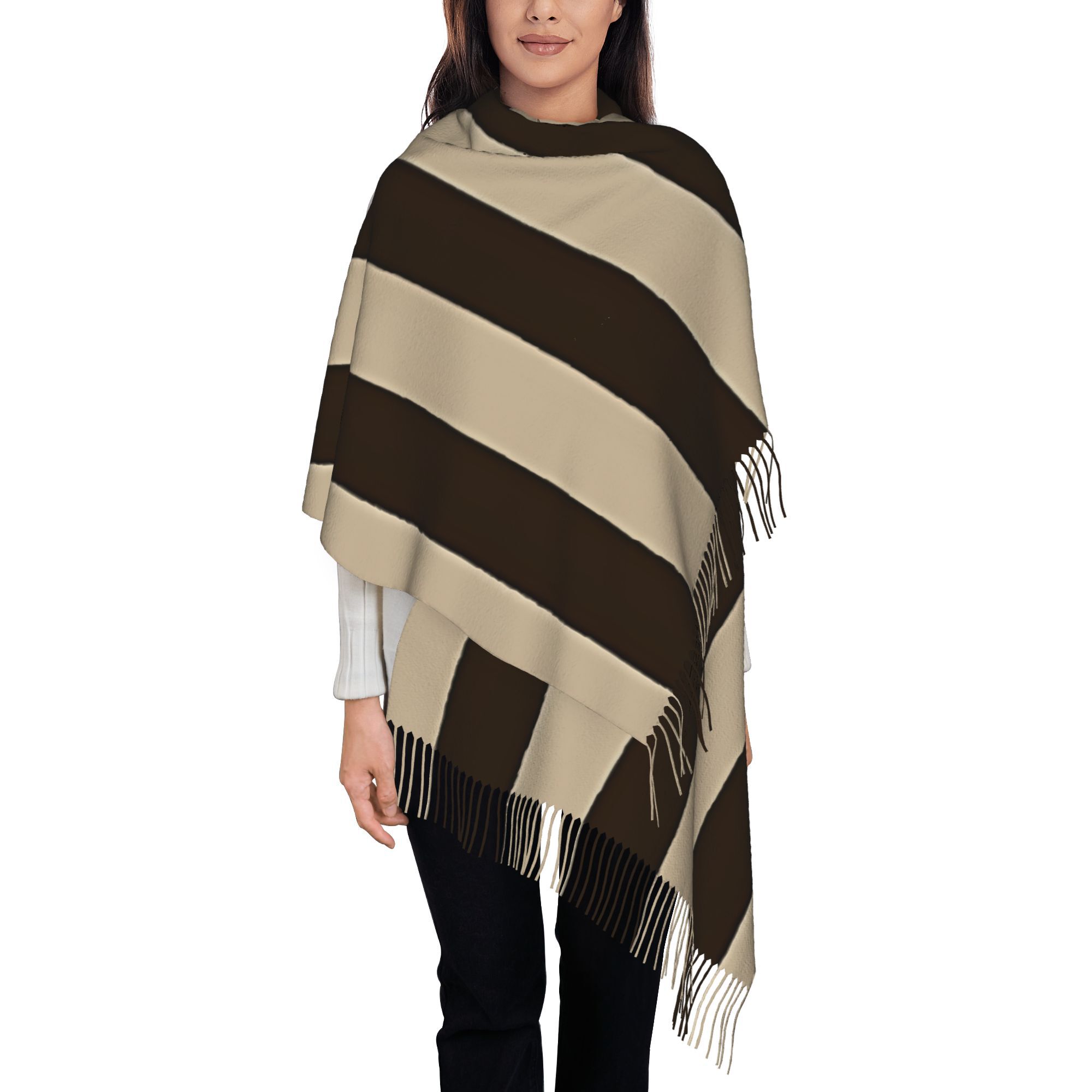 1pc Vertical Brown & Beige Str - Tassel Fringe Trim review and price