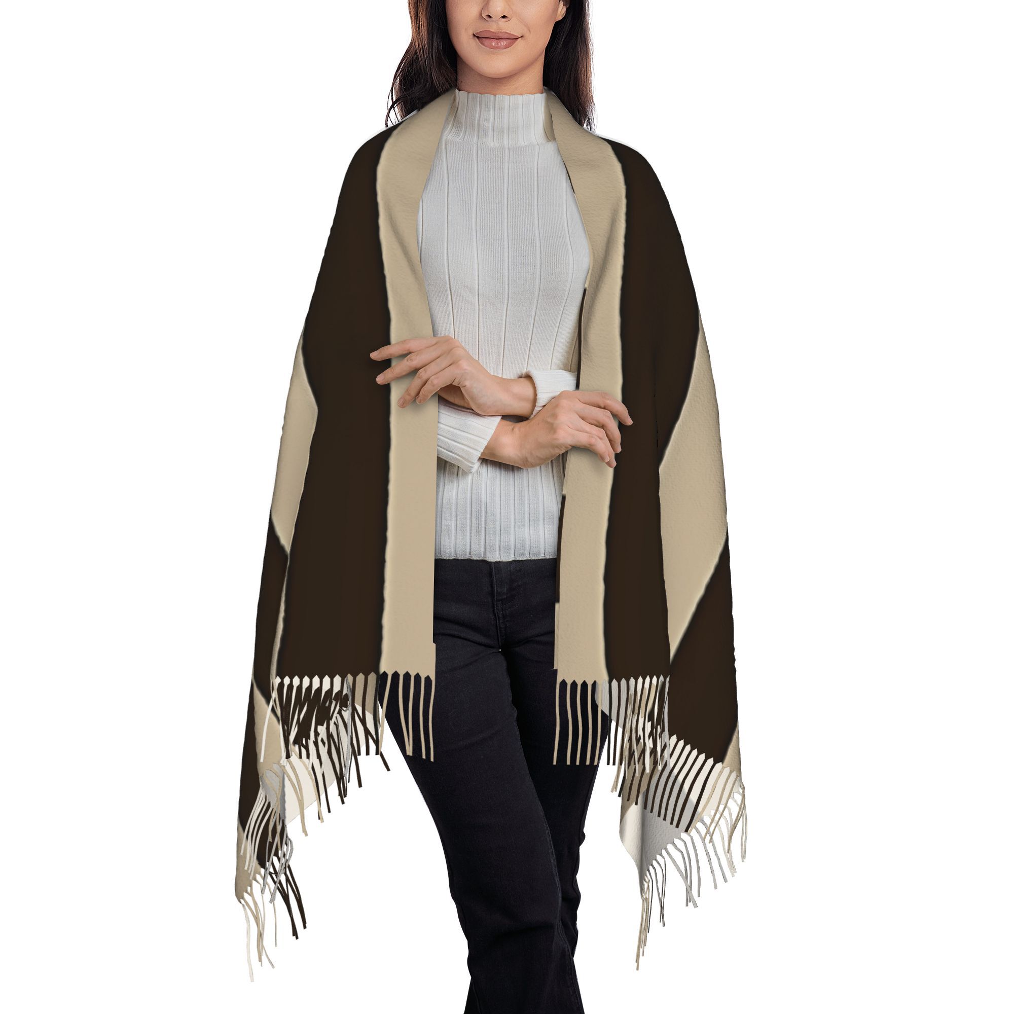 1pc Vertical Brown & Beige Str - Tassel Fringe Trim review and price
